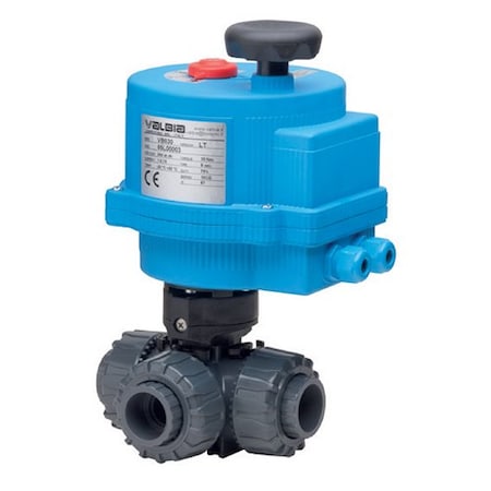 Bonomi North America 1-1/2in 3-WAY PVC T-PORT BALL VALVE & 100-240VAC METAL ON/OFF ELECTRIC ACTUATOR 8E3TPVC-003-1-1/2